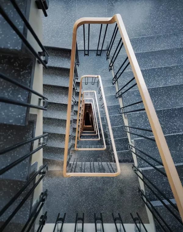 A spiral staircase seen from above