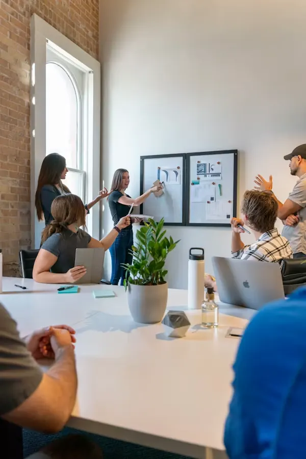 An executive team working together around a table